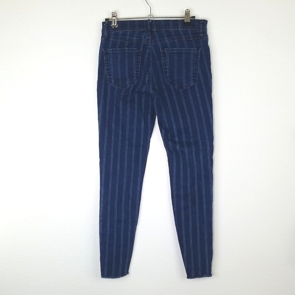 PACSUN Blue Striped Ankle Jeggings w/ Raw Hem, size 26 - Picture 5 of 8